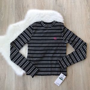 Calvin Klein Girls Ribbed Striped Long Sleeve Shirt